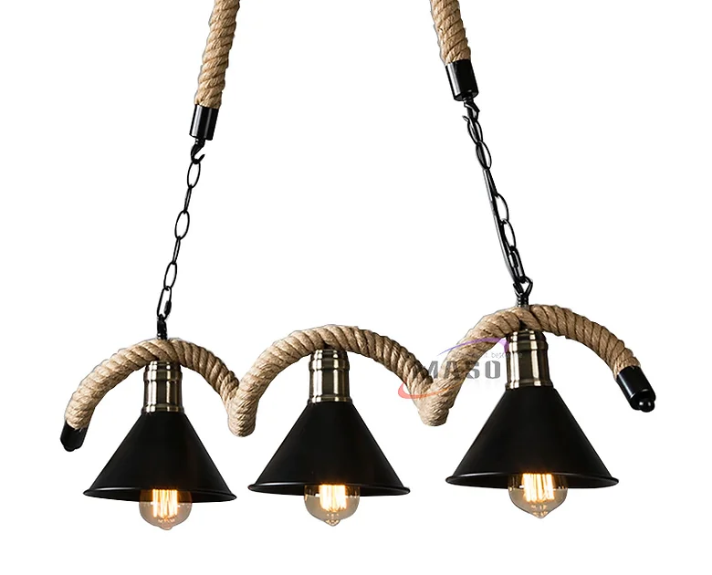 Antique hemp rope pendant light fixtures China light lamp