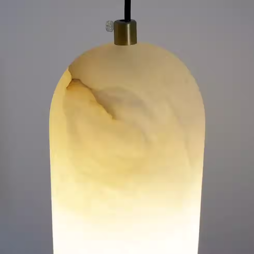 Miniature : Monty Alabaster Cylinder Pendant Lamp – Brass G9 Single / 2-Head_1