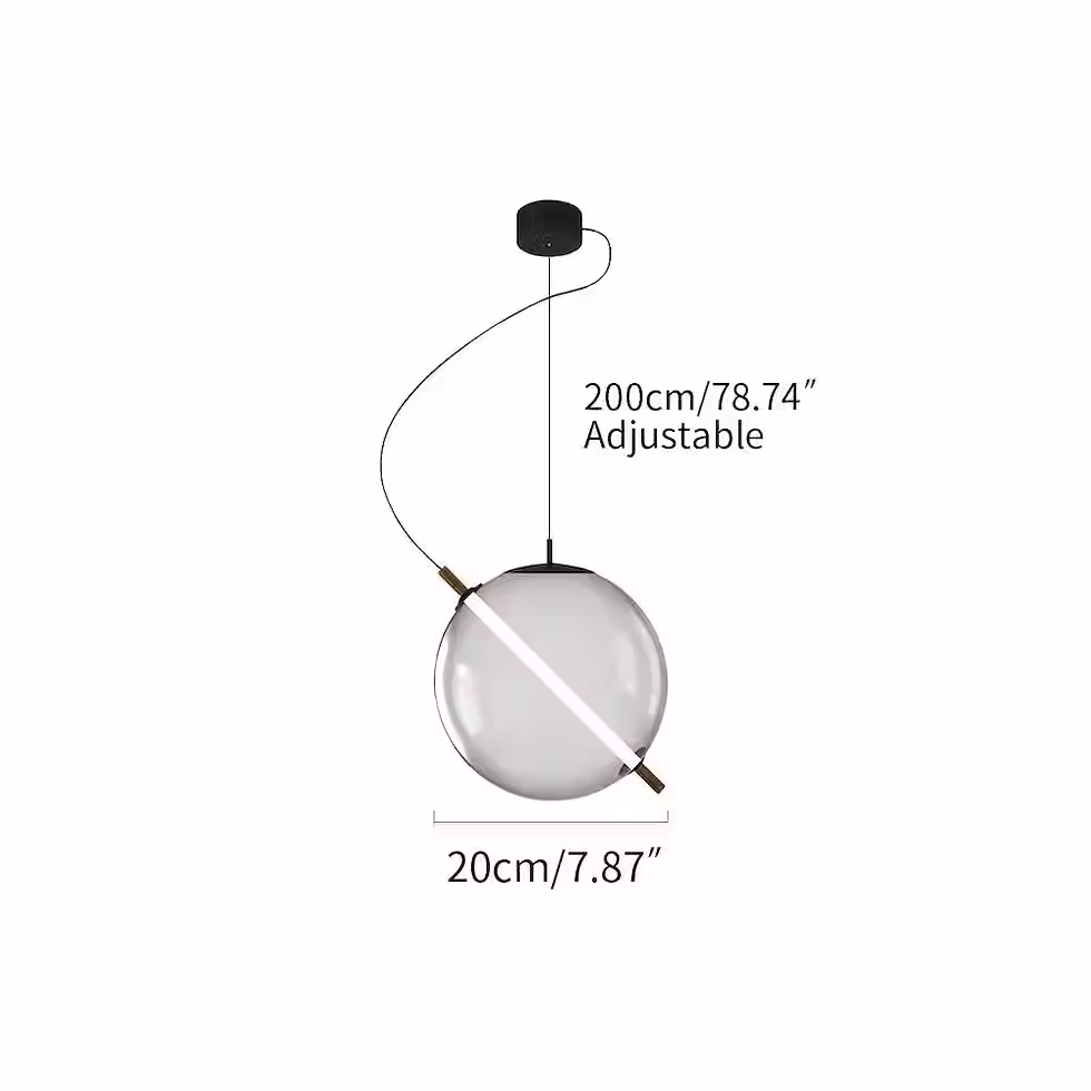 Miniatura: Smoke Globe Pendant with Diagonal LED Tube – Ø25cm, 12W 4000K_2