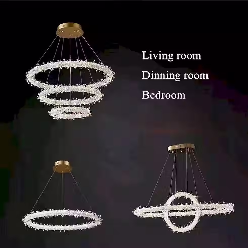 Thumbnail: Crystal-Floret Wreath LED Ring Pendant - Dia 30-80cm, 3-CCT_10