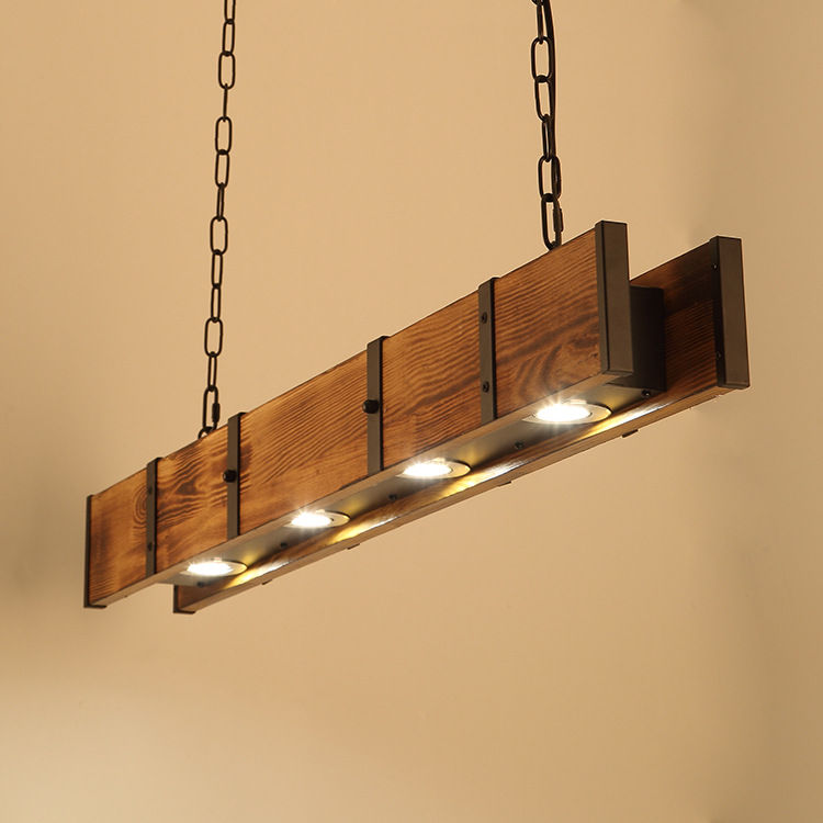 الصورة المصغرة: Wooden chandelier bar decor dining room led downlight pendant lamp