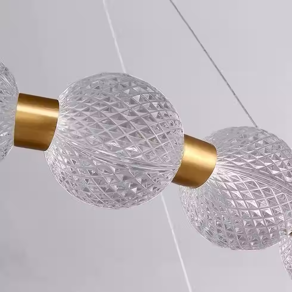 Miniatura: Gold Ring Chandelier - Textured Clear Glass Balls G9 60/80cm