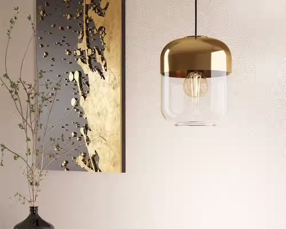 Gold Dome Clear Glass Pendant – E27 Edison, Ø19xH19cm