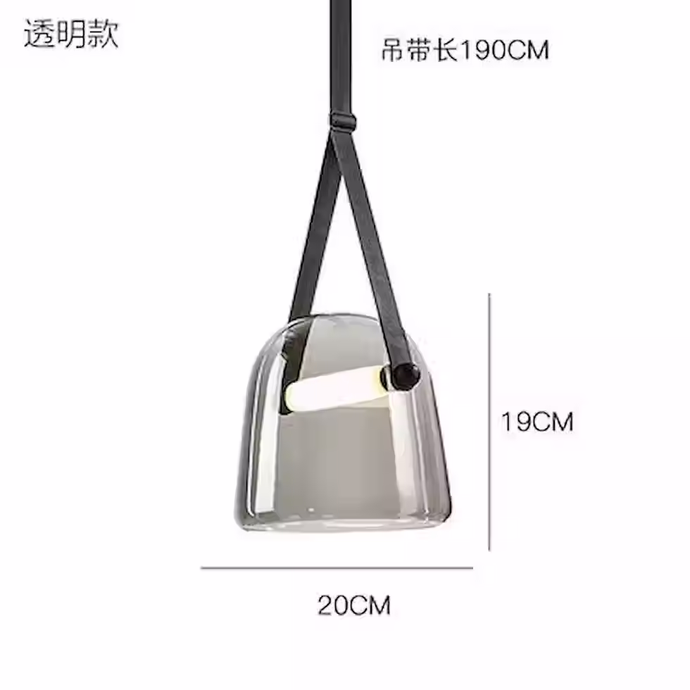 Miniatura: Bell Glass Pendant with Leather Strap – LED 8W 3000K, Ø20xH19cm_9