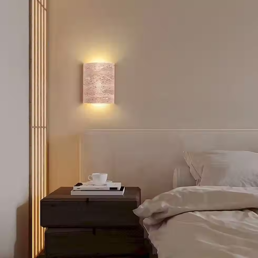 الصورة المصغرة: Travertine Cylinder Up-Down LED Wall Sconce – 10W Built-in Light 5