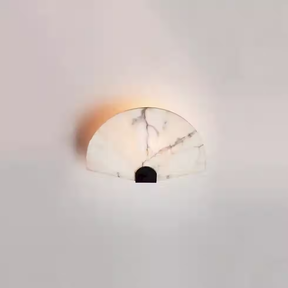 الصورة المصغرة: Ventaglio Alabaster Fan Wall Sconce – E27 Half-Moon Panel Light