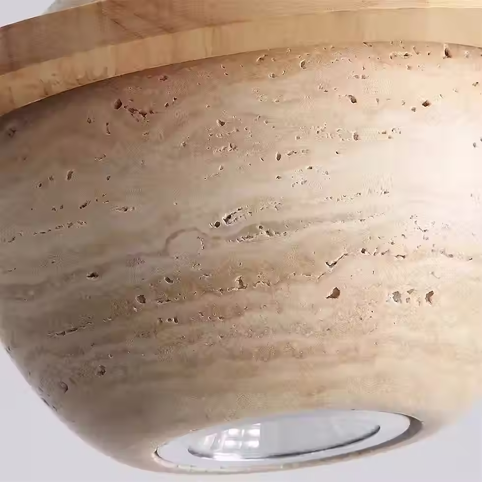Thumbnail: Travertine Saturn Globe Pendant – Wood Ring G9_4