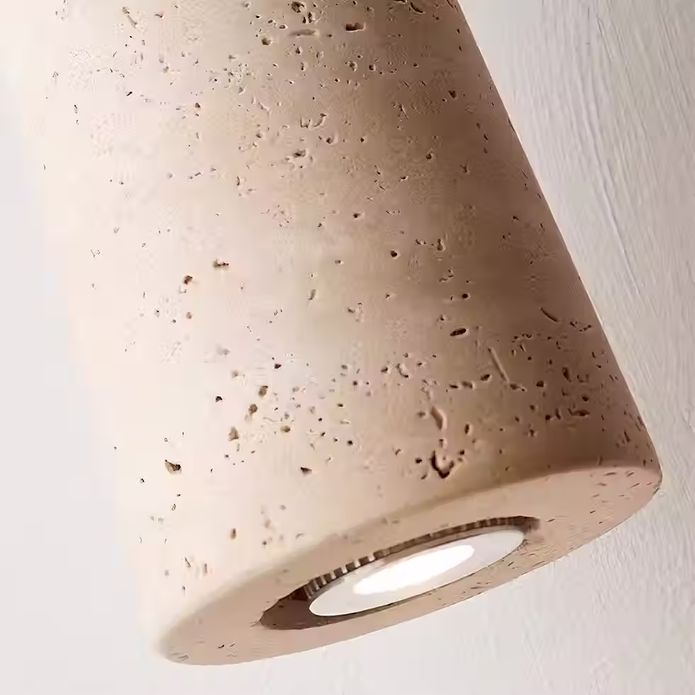 Thumbnail: Travertine Bullet Pendant Light with Wood Ball Top – GU10_3
