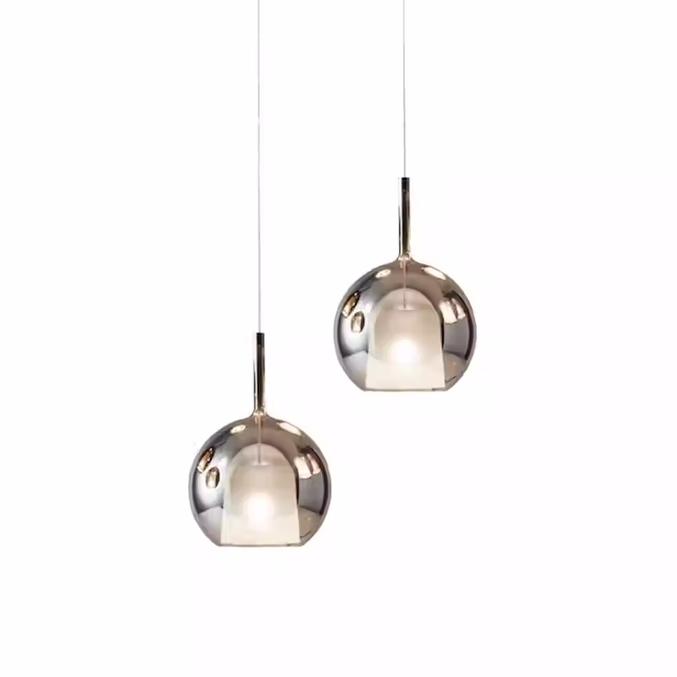 Thumbnail: Two-Tone Globe Pendant with Inner Cup – Smoke/Clear, 3 Sizes, E27_4