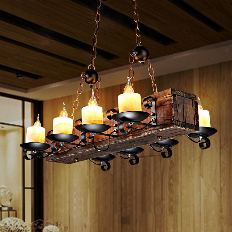 Миниатюра: Vintage wooden lamp factory lighting chandeliers light fixtures