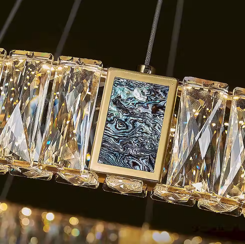 Thumbnail: Crystal Ring LED Chandelier - Gold, Tri-Color