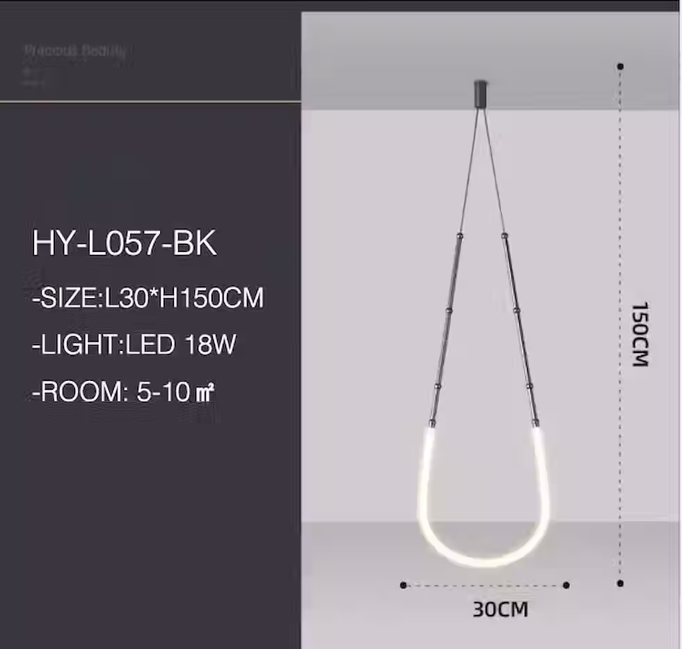 Thumbnail: Bamboo-Joint Catenary LED Pendant – Black, 1/3/6-Arm 3