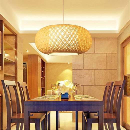 Bambus Rattan Pendelleuchte dekorative Acrylschirmleuchte | Maso Lighting