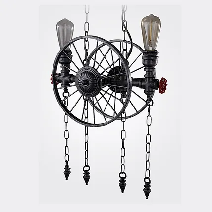 Indoor Retro Cycle Chandelier Creative Pendant Light and Wall Lamp