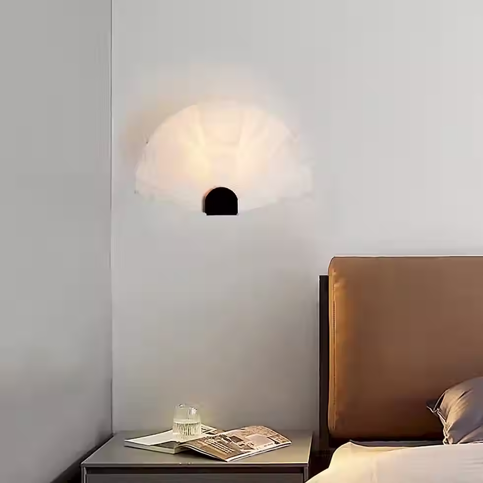 الصورة المصغرة: Ventaglio Alabaster Fan Wall Sconce – E27 Half-Moon Panel Light