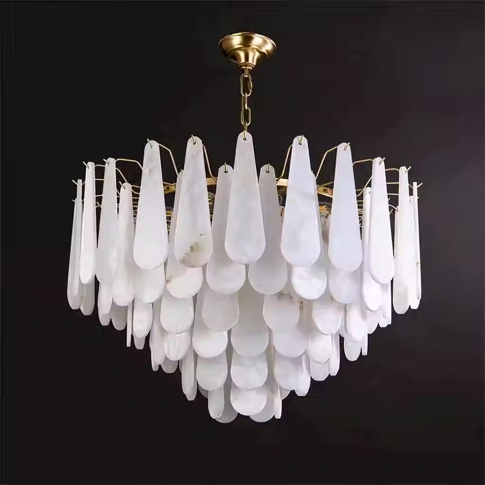الصورة المصغرة: Rain Alabaster Teardrop Chandelier – E14 Multi-Tier_8