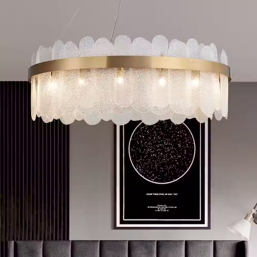 Oval Smoke-Glass Plate Ring Chandelier - Brass, Round & Linear G9