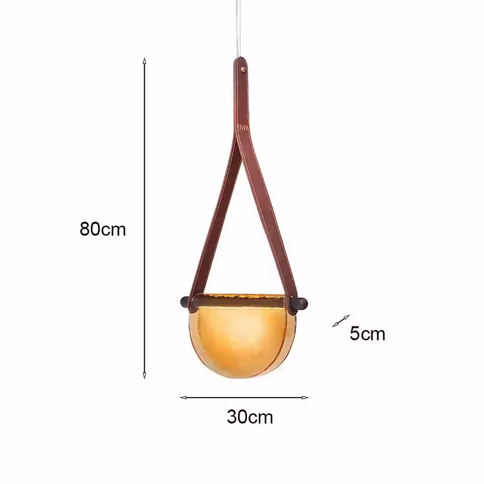 Miniature : Slumped Glass Disc Pendant on Cross-Bar with Leather Strap – LED 5W_2