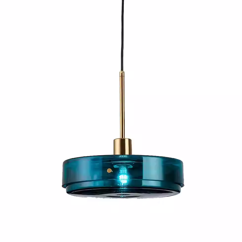 Miniatura: Disc Tinted Glass Pendant – Deep Blue Ø28cm, Vertical/Horizontal, E27_4