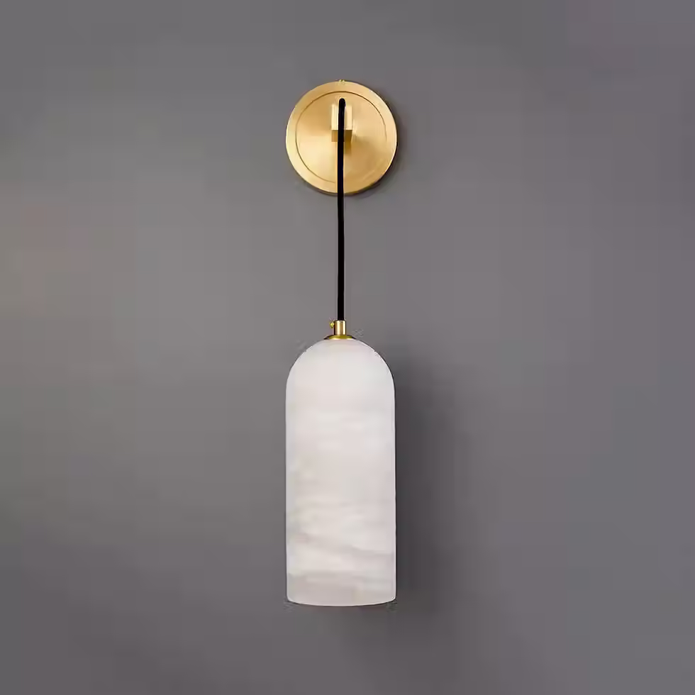الصورة المصغرة: Pendola Alabaster Drop Wall Sconce – E14 Brass Cord Tube Shade