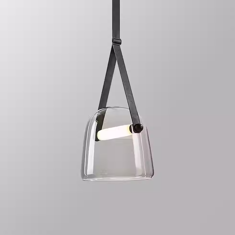 Miniatura: Bell Glass Pendant with Leather Strap – LED 8W 3000K, Ø20xH19cm_11