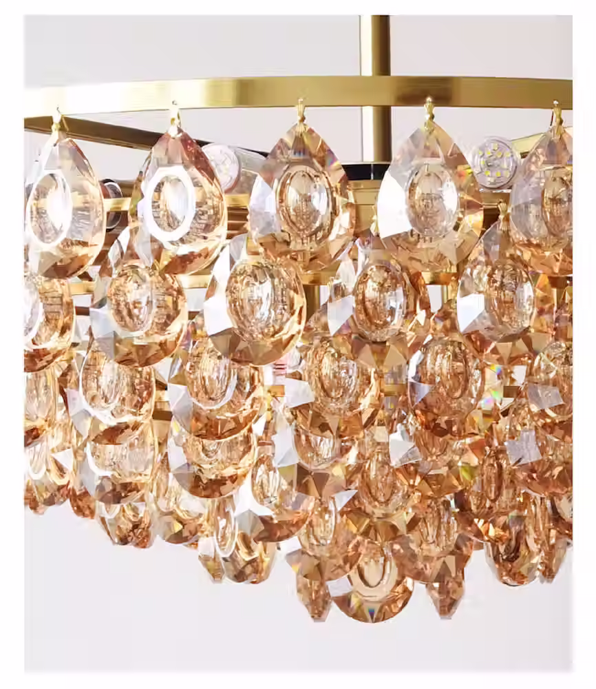 الصورة المصغرة: Faceted Teardrop Crystal Cone Chandelier - Gold, Dia 40-80cm