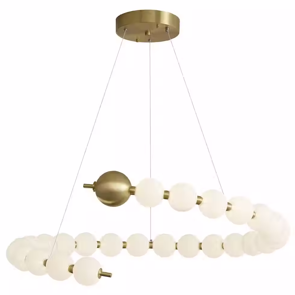 Beaded Ring LED Chandelier - 800mm 24-Bead Brass + Acrylic