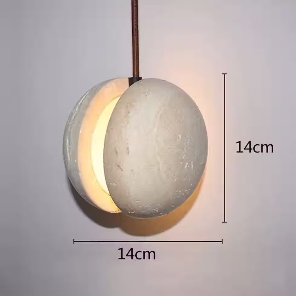 Miniature : Suspension Travertin Forme Sphérique – Wabi-Sabi, G9x1, Ø 14 cm