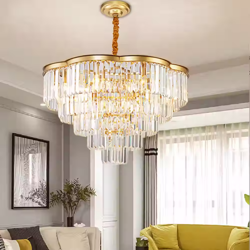 Scalloped 5-Tier Crystal Chandelier - Gold, E14