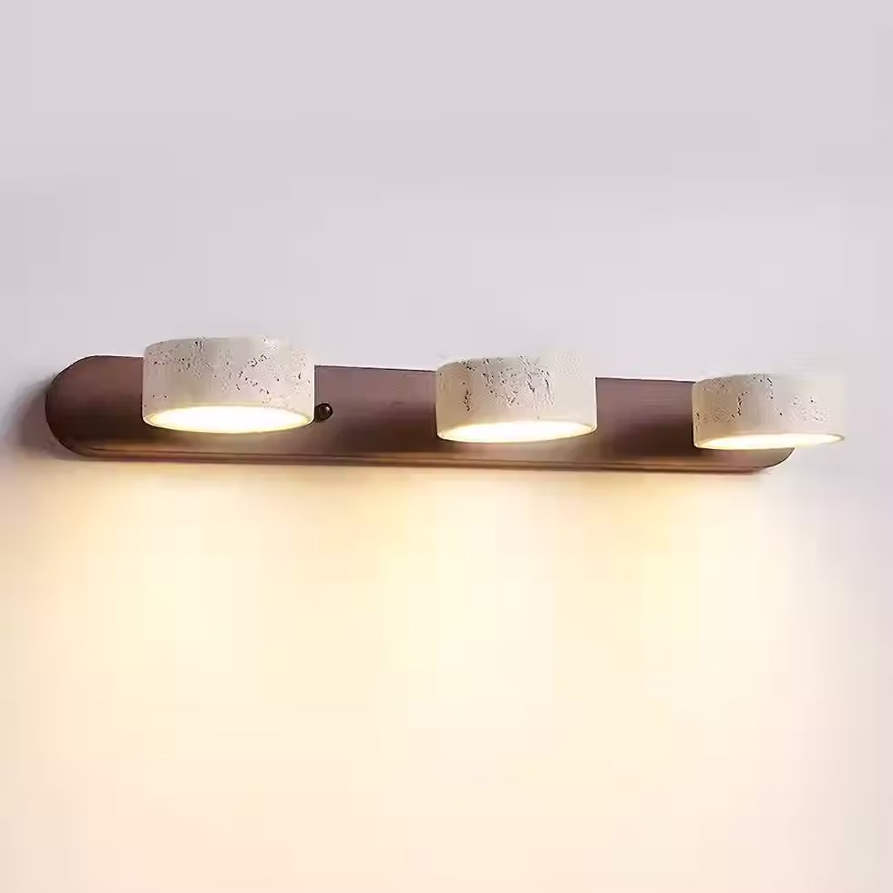 الصورة المصغرة: Travertine Vanity Wall Light – Wood Backplate 2/3/4-Light Warm LED