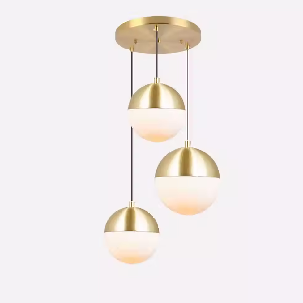 Miniatura: Brass Half-Cap Opal Globe Pendant – Ø20cm, G9_2