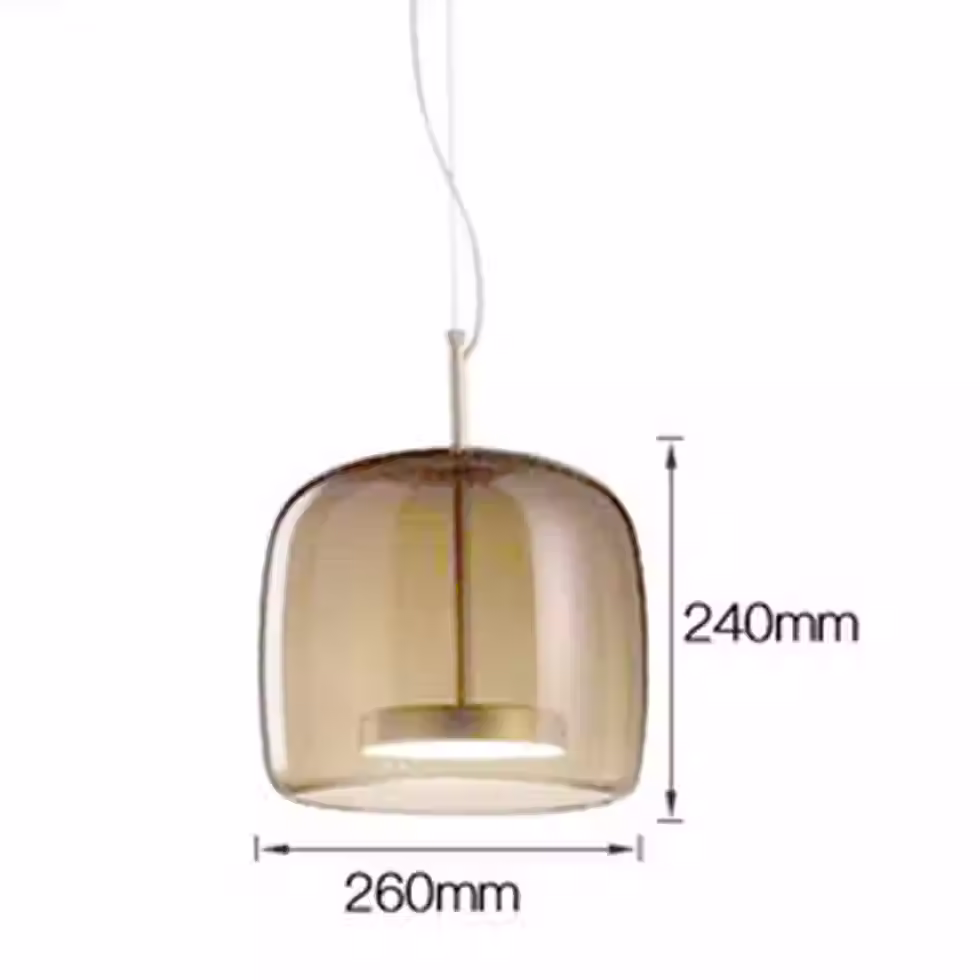Miniature : Italian Smoked Glass Dome Pendant – Integrated LED, 2 Sizes_2