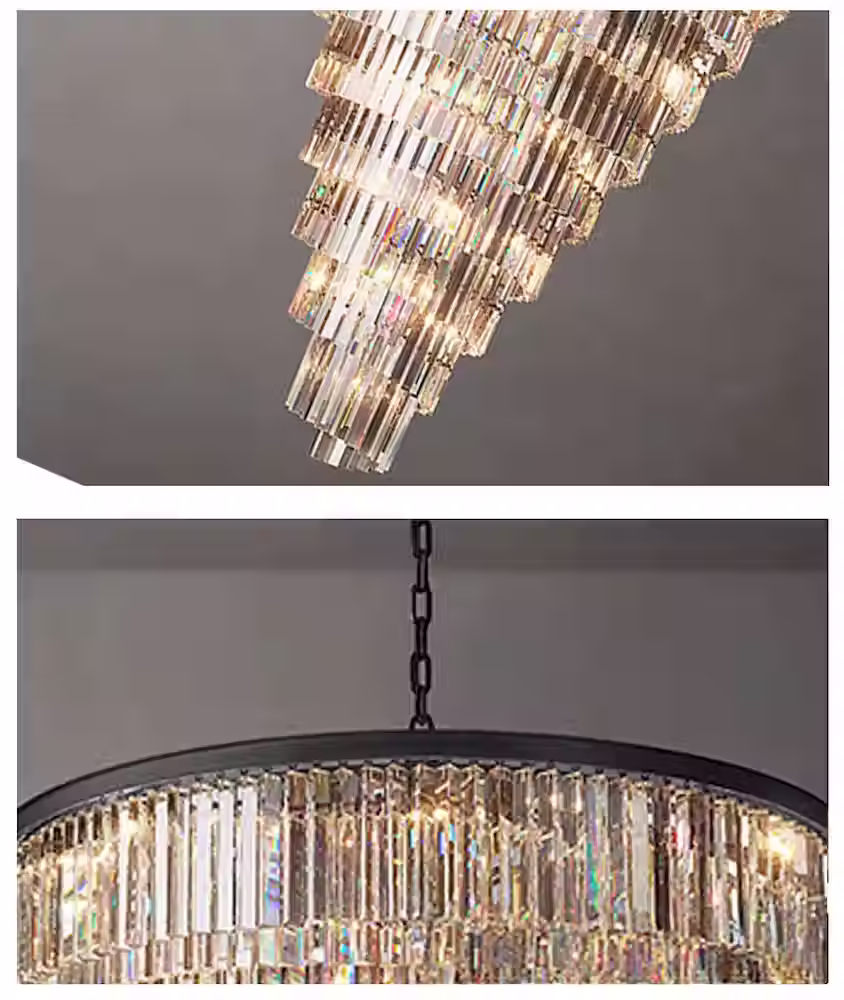Miniature : Spiral Crystal-Fringe Staircase Chandelier - Black, Dia 50-110cm