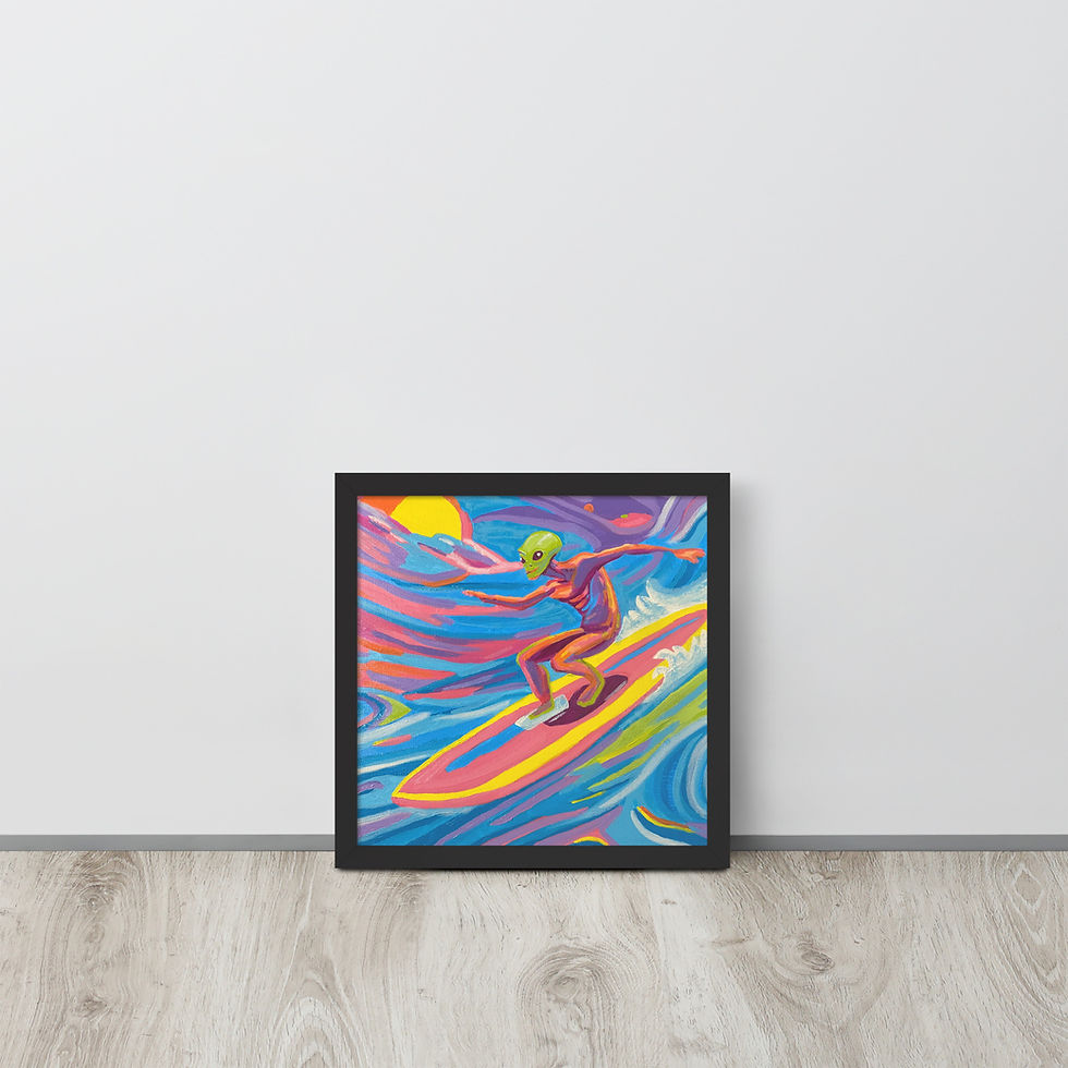 Alien Surfing | Framed Print