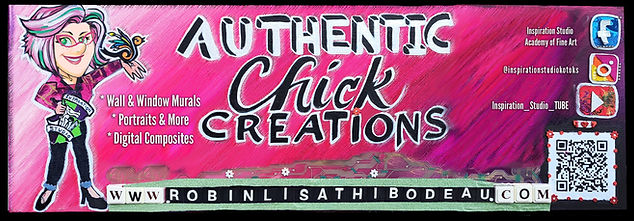 Banner showing Authentic Chick Creations and website url