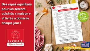 La Cigale Traiteur : menu "repas senior" pour la semaine du 10 mars