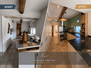 Avant après rénovation cuisine maison ancienne à Nîmes par Chalve & Wantier, architecte d'intérieur