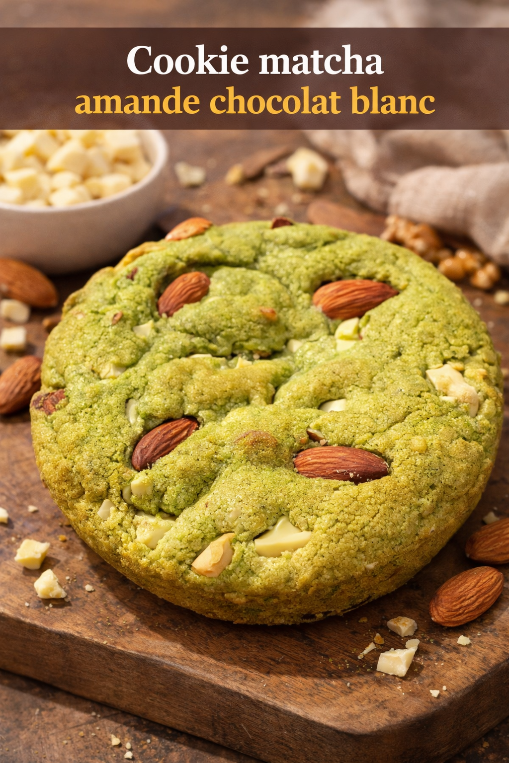 Le Cookie Thé Matcha Chocolat Blanc Amandes