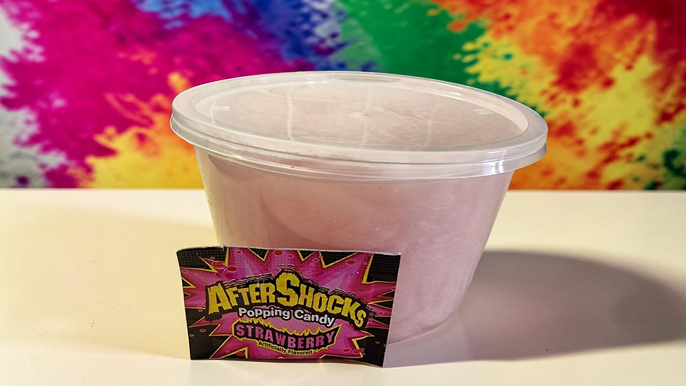 Thumbnail: A fun popping candy floss cake with fizzy Aftershock sweets. Perfect for gifts, parties and unique dessert treats.