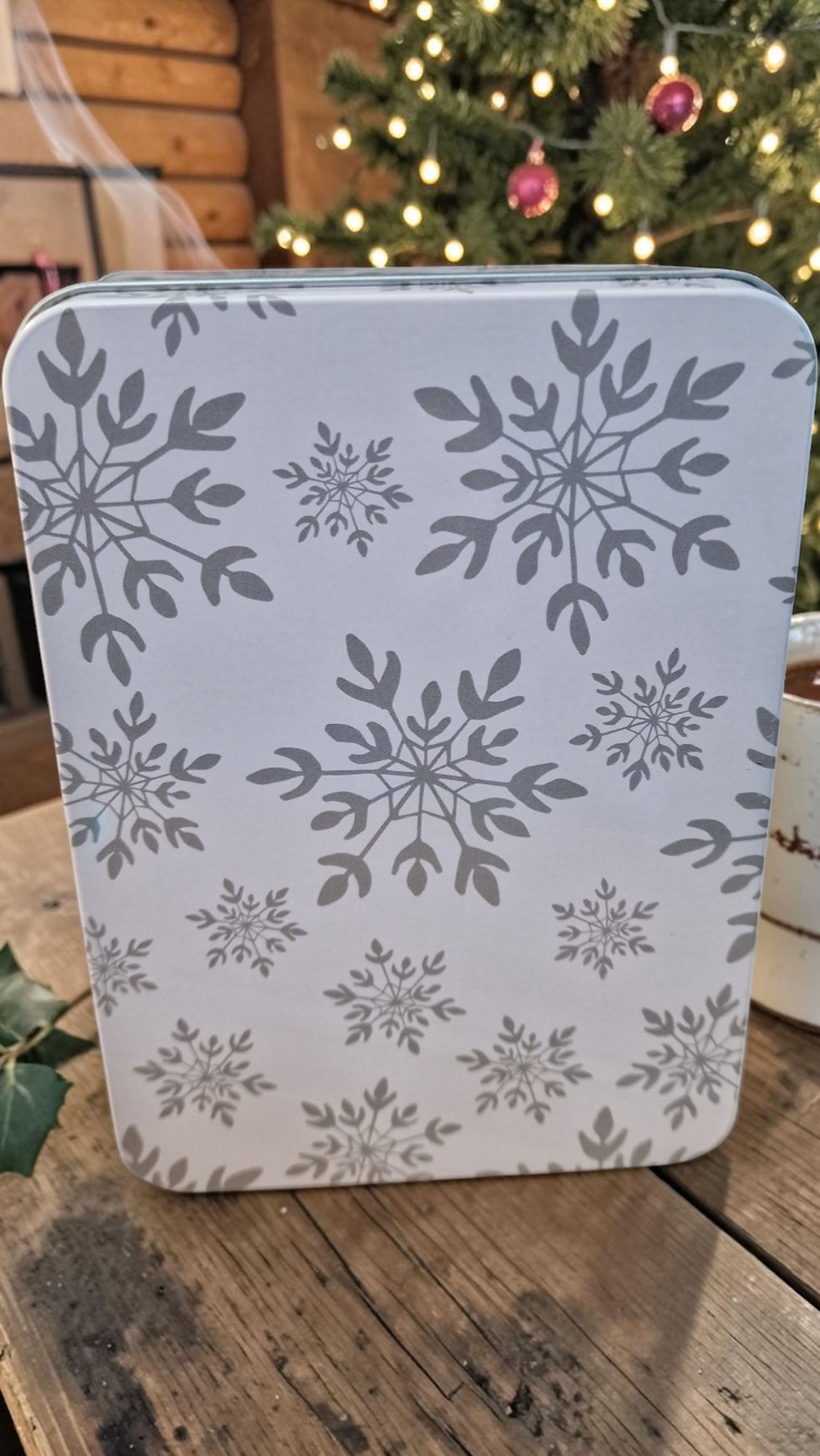 Thumbnail: Christmas Metal Gift Tin with Snowflake or Candy Cane Design, Festive Keepsake Storage Box for Gifts, Treats and Christmas Ev