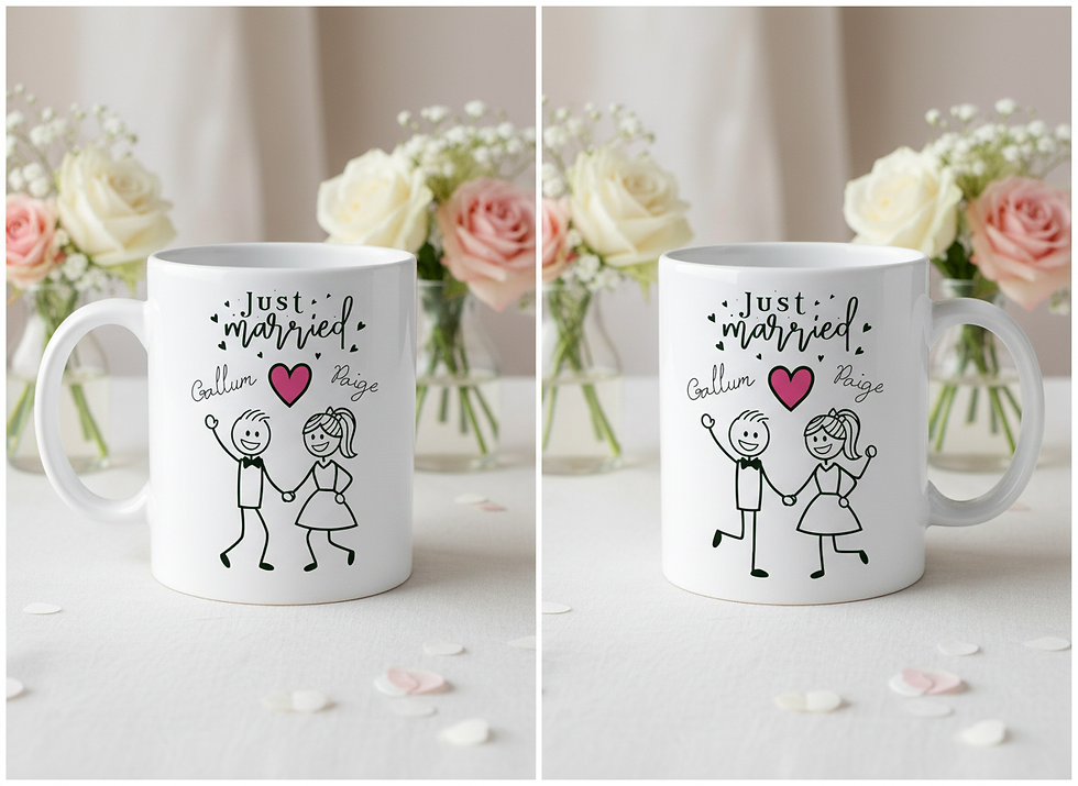 Thumbnail: Personalised Just Married Mug Custom Gay Wedding Gift