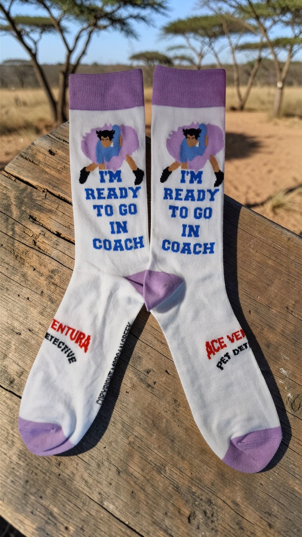Thumbnail: Pet Detective inspired “I’m Ready To Go In Coach” socks gift set in a handcrafted rhino gift box. Funny novelty gift. Adult U