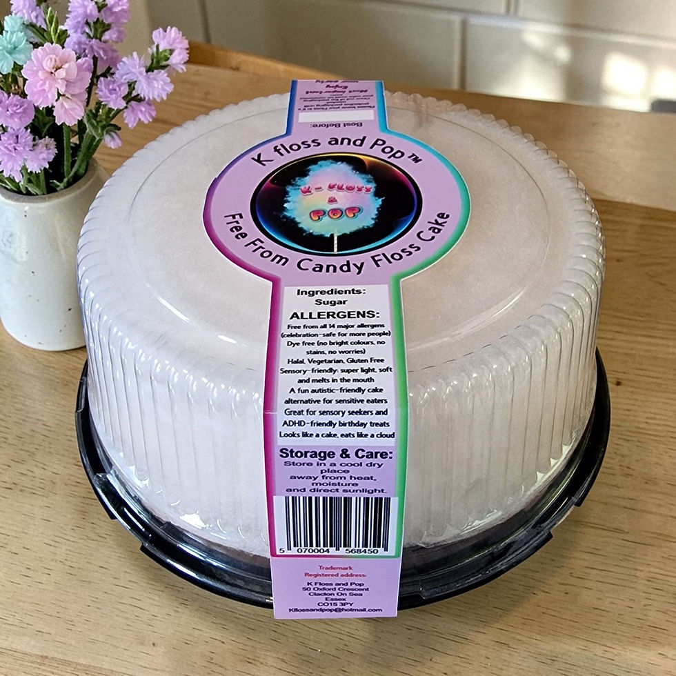 Thumbnail: White Candy Floss Cake (8 Inch, 75g) – Dye Free & Free From 14 Allergens | Kfloss and Pop