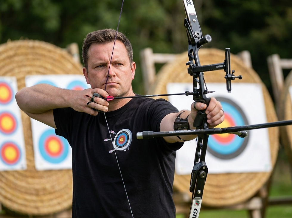 Thumbnail: Personalised Archery T‑Shirt | Powered by Luck | Custom Vane Colour