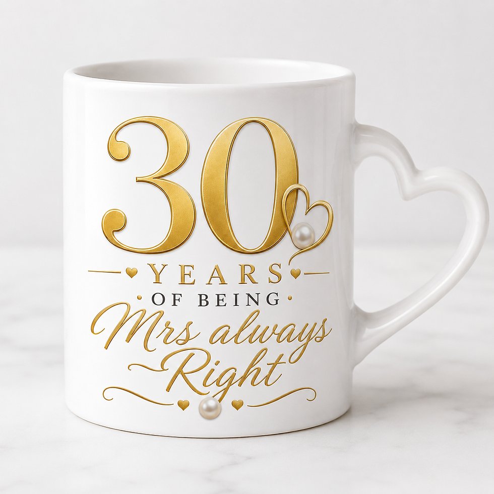 Thumbnail: 30th Anniversary Mug Set with Heart Handles, Premium Orca Coated Pearl Anniversary Gift for Husband and Wife,