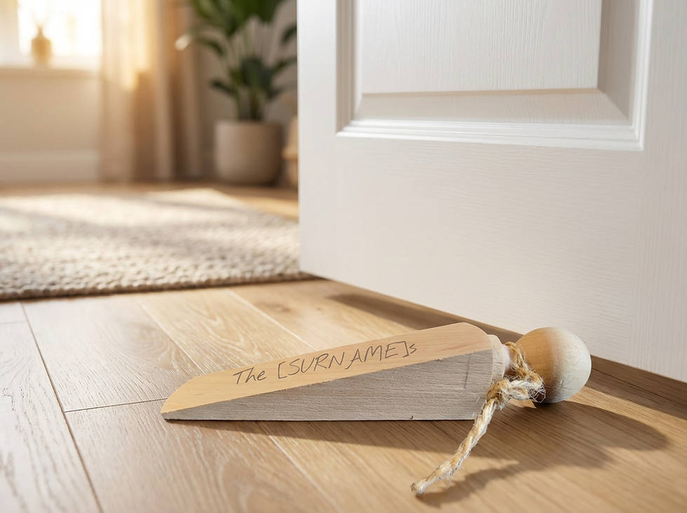 Thumbnail: Personalised Engraved Wooden Door Wedge (Funny Door Stop)