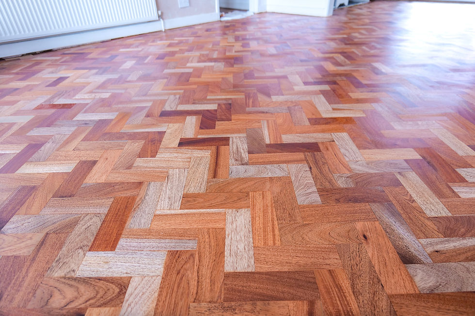 Close-up view of polished wood flooring