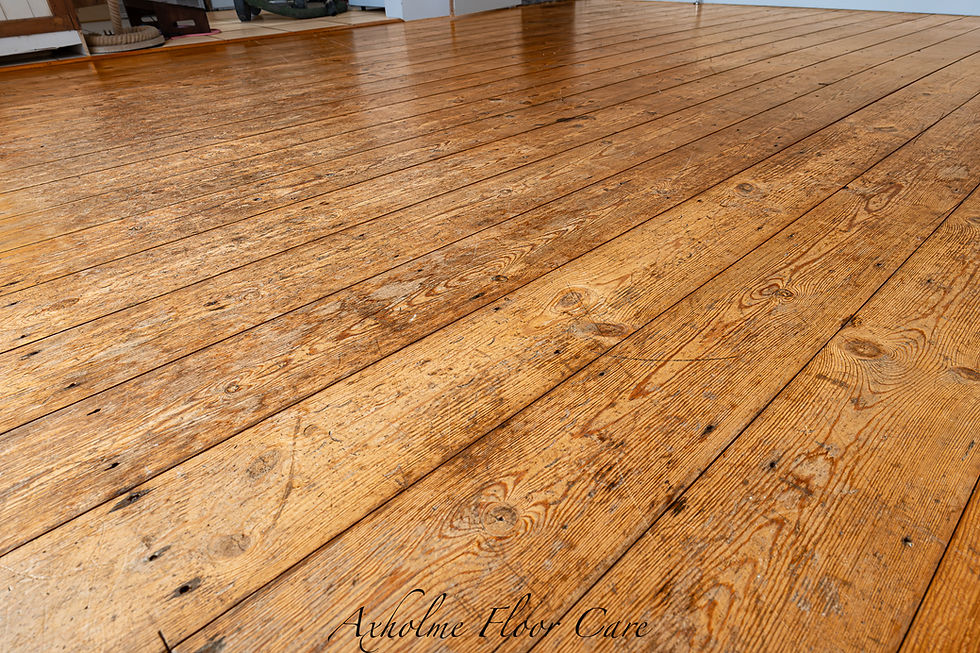 Worn Pine Flooring. In need of restoration.