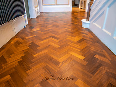 walnut parquet floor we have restored & Finished in hardwax oil in Donaster