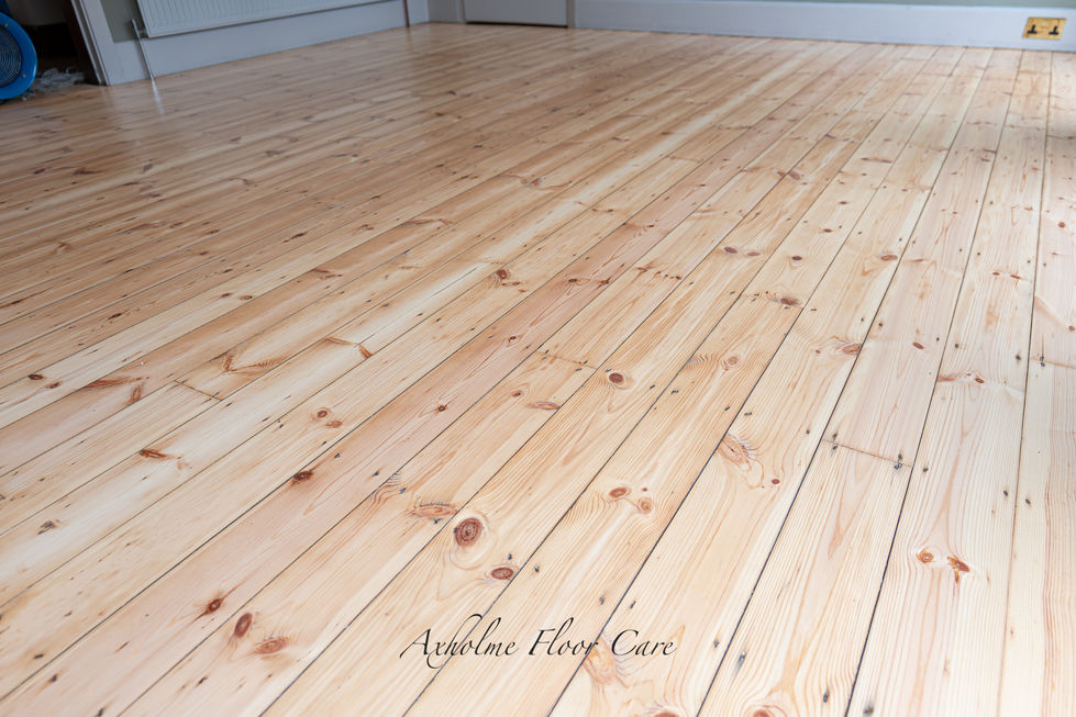 Restored pine floor in Doncaster showing smooth finish and natural wood colour